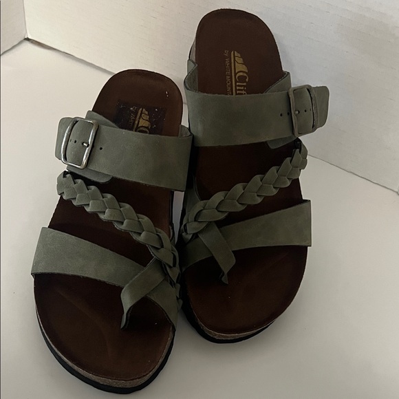 Cliffs by WHITE MOUNTAIN Women's Braided Strap Sandals - Olive - Picture 1 of 4